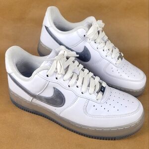 Size 9.5 - Nike Air Force 1 '07 Premium White Metallic Silver